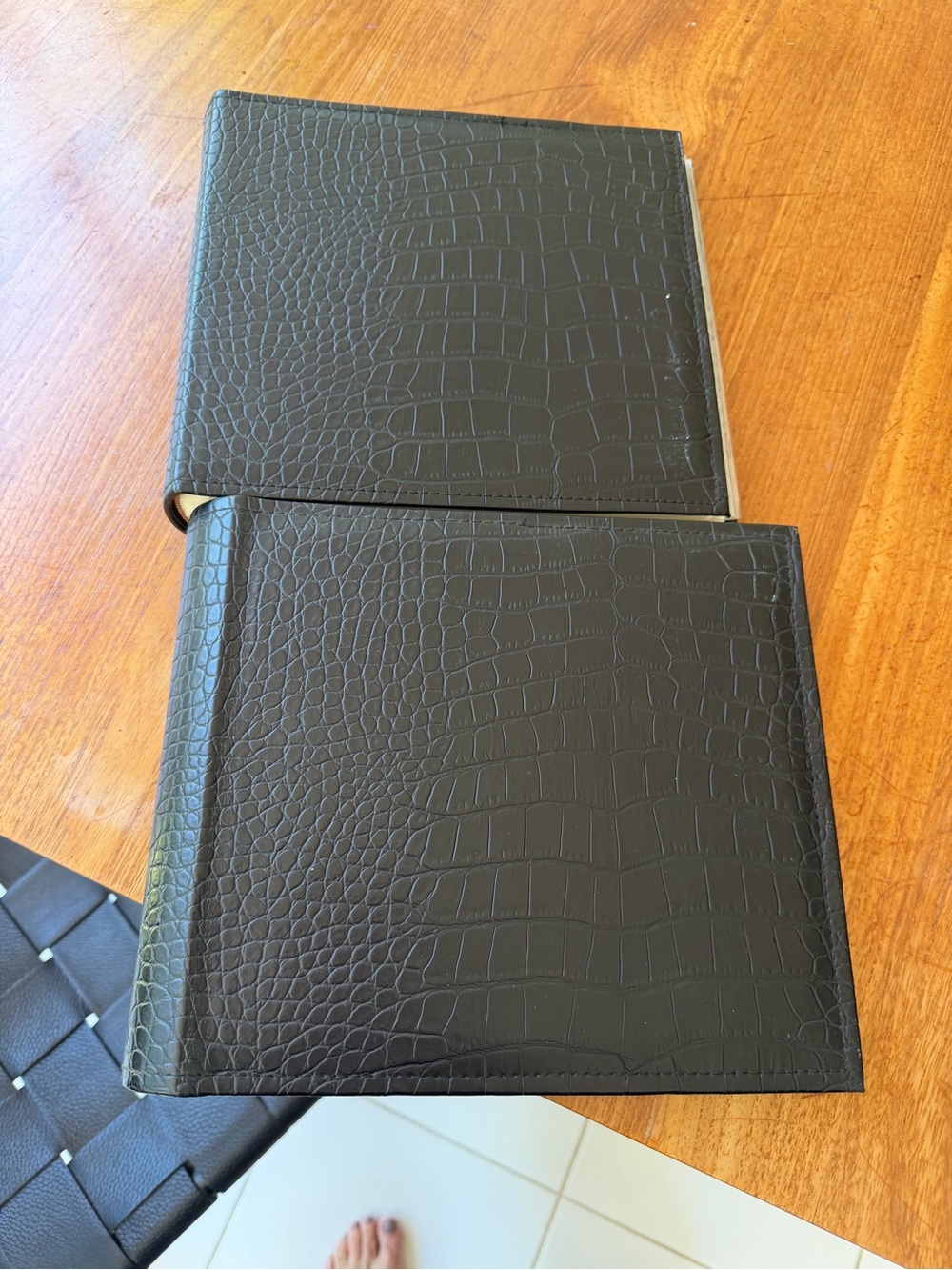 Black Croc-Embossed Faux Leather Bound 4X 6 Photo Album